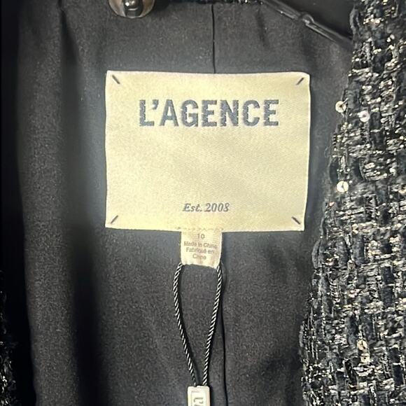 L’Agence CHAMBERLAIN SEQUIN EMBELLISHED‎ METTALIC MULTI TWEED BLAZER SIZE 10 - Picture 4 of 12